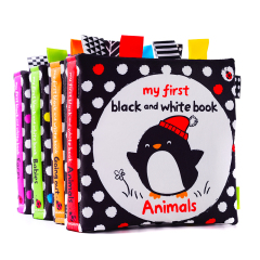 Early Education Tear Black and White Multi-label Newborn Visual Stimulation Training Baby Cloth Book