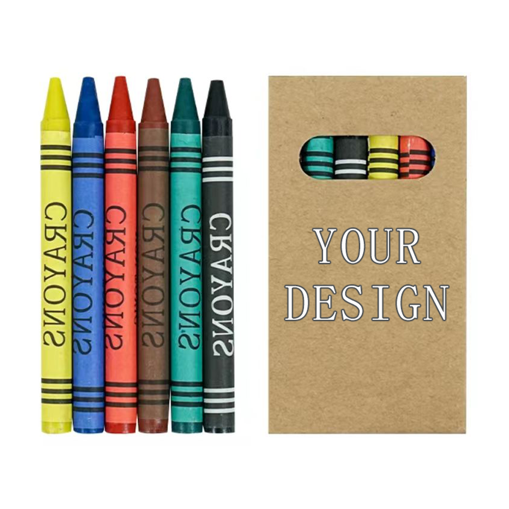 Wholesale Cheap Promotional Student Stationery Crayons Set for Kids Art Supplies Crayon Set With Custom Logo Printing Box