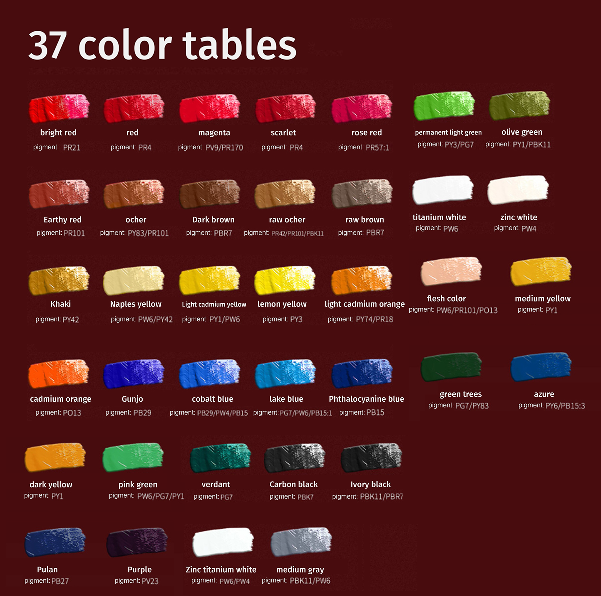 Art Product Supplier Professional Artist Oil Color Paint Set 50ml Commonly Used 37 Color Oil Painting
