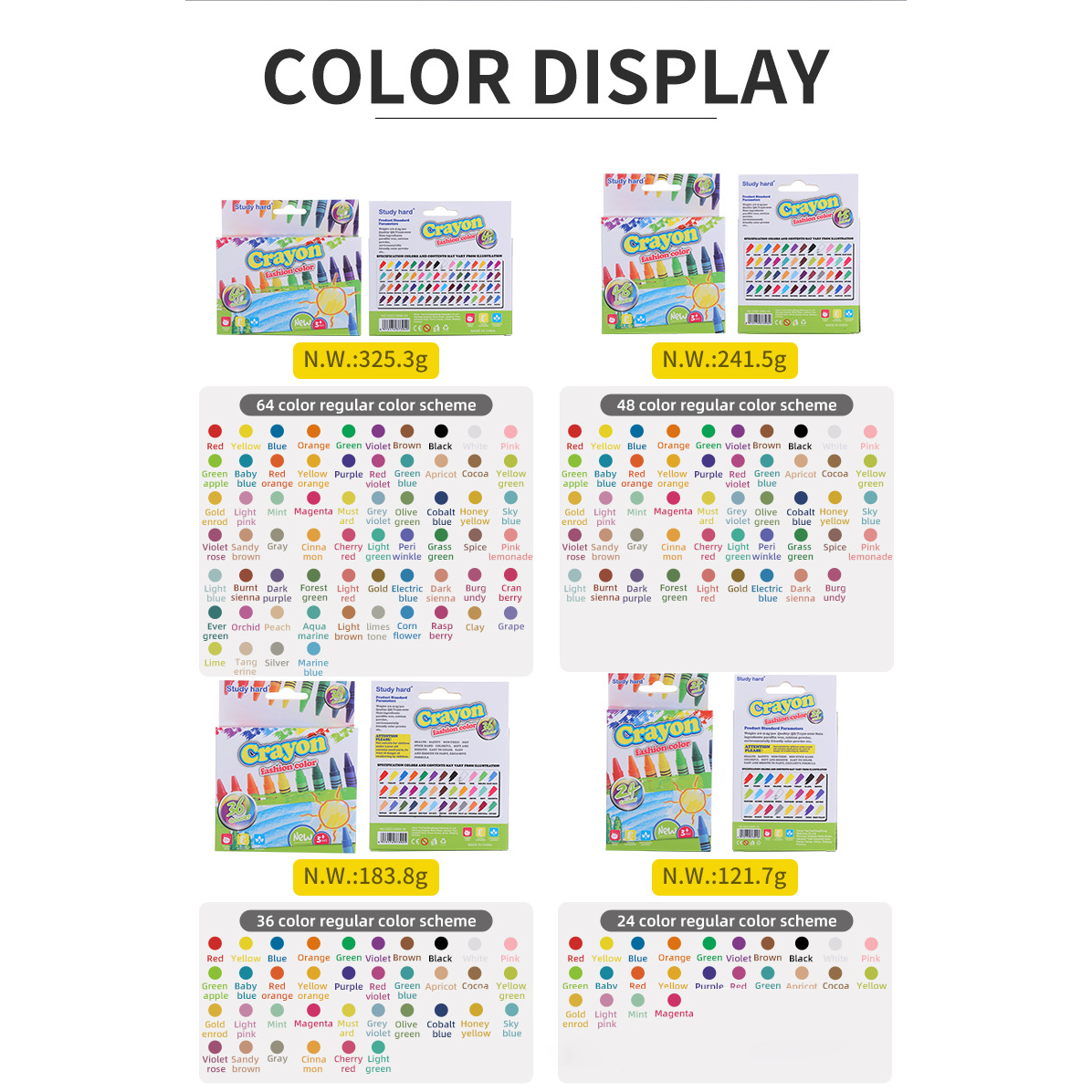Wholesale Student Stationery Crayons De Couleurs Professionnel Children's Painting Heavy Color Oil Crayons for Kids