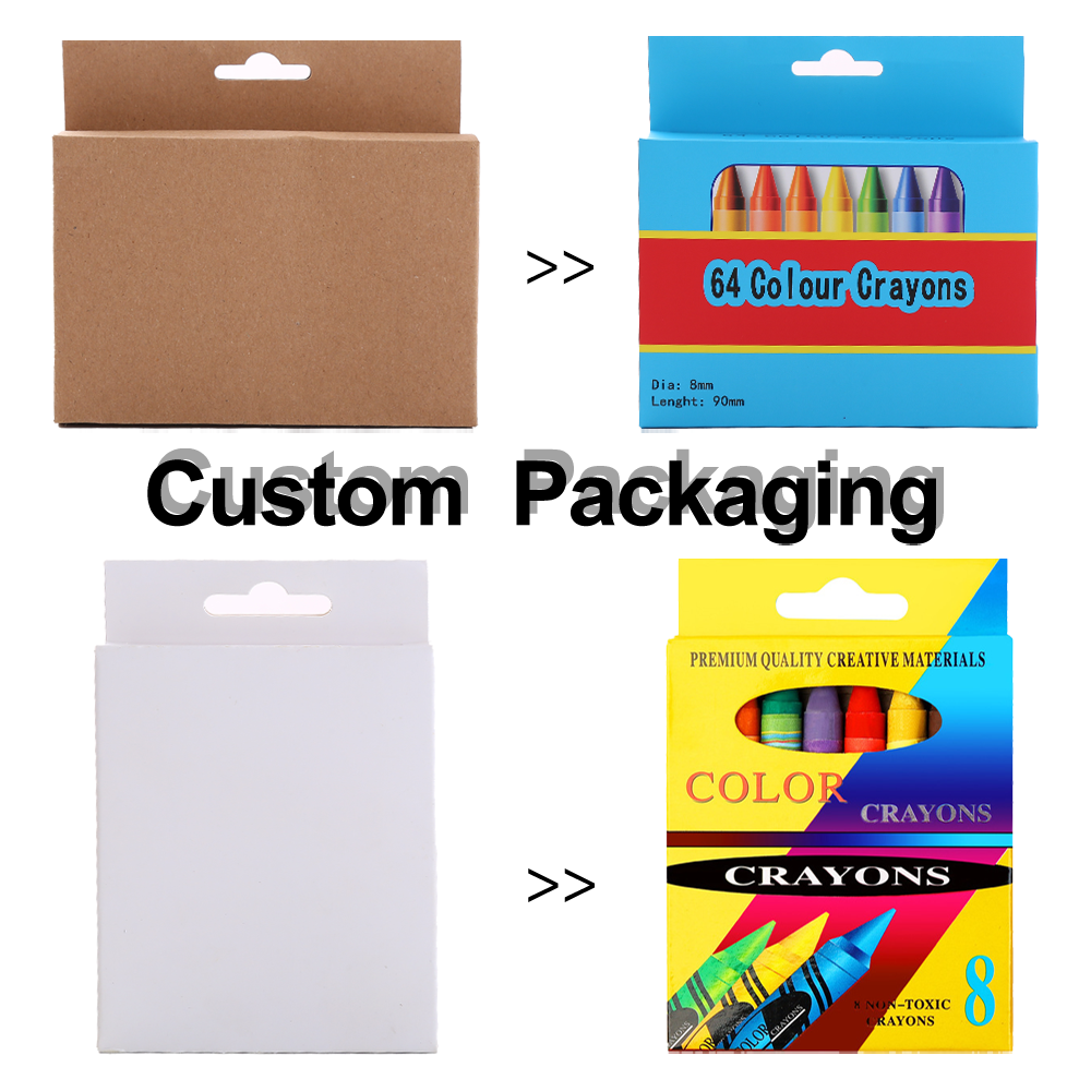 Wholesale Cheap Promotional Student Stationery Crayons Set for Kids Art Supplies Crayon Set With Custom Logo Printing Box