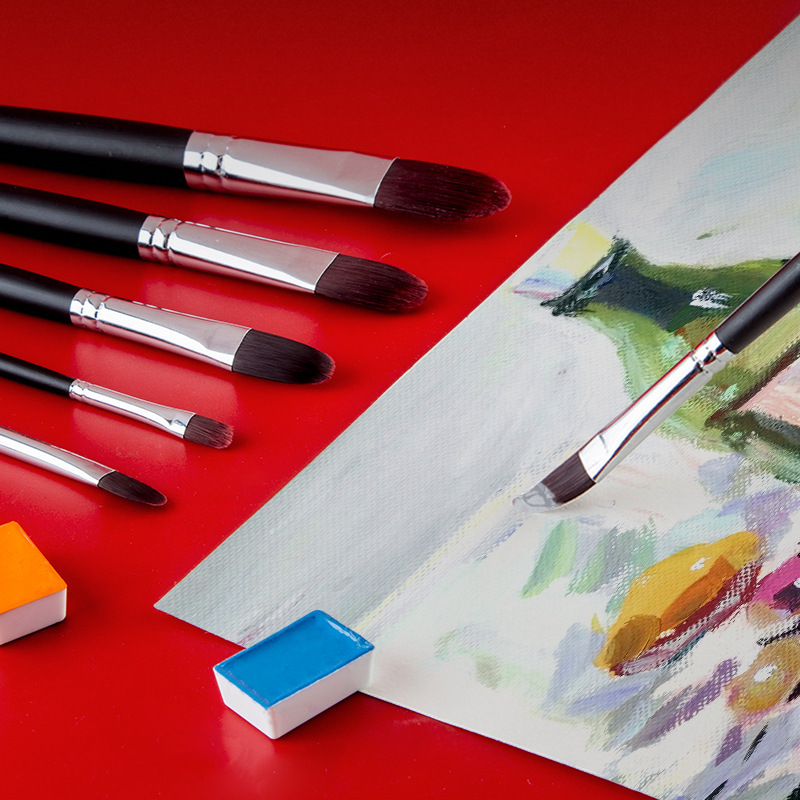 Wholesale Wood Handle Artist Art Painting Oil Nylon Hair Paint Brushes