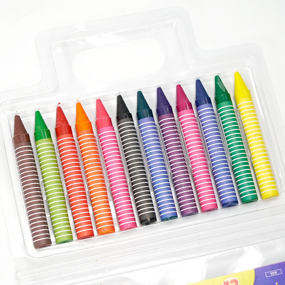 Wholesale School Student Kids Art Drawing Stationery Supplies 12 Colors Wax Crayons Custom logo Crayon Set