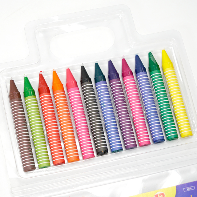 Wholesale School Student Kids Art Drawing Stationery Supplies 12 Colors Wax Crayons Custom logo Crayon Set