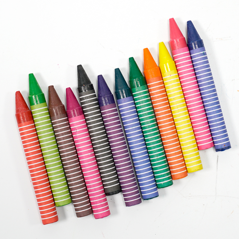 Wholesale School Student Kids Art Drawing Stationery Supplies 12 Colors Wax Crayons Custom logo Crayon Set