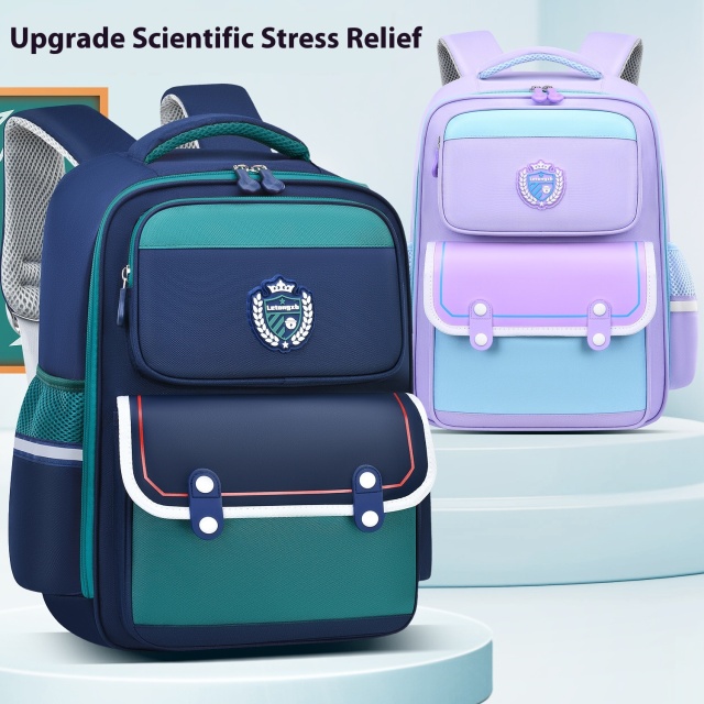 New Primary School Children's Waterproof Oxford Schoolbag Air Cushion Belt Reduce Burden Ridge Protection Kids Backpack