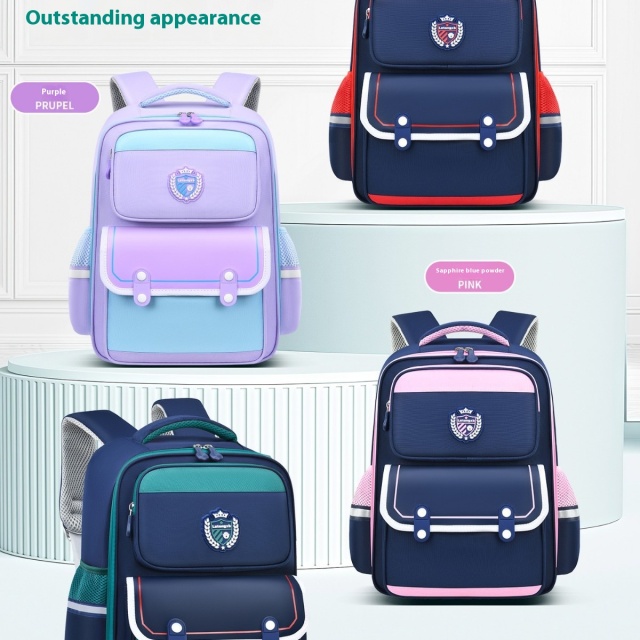 New Primary School Children's Waterproof Oxford Schoolbag Air Cushion Belt Reduce Burden Ridge Protection Kids Backpack