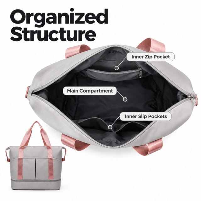 Travel Tote Bag Expandable Travel Tote Bag for Women Large Capacity Wet Dry Pocket Short Trip Overnight Carry on Handbag