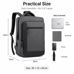 Men's 15.6 Inch Business Laptop Backpack Waterproof Travel Backpack Student Backpack with USB Custom Logo for Office Work