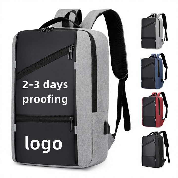 Custom Logo Laptop Backpack USB Charging Port OEM Wholesale College School Business Travel Daypack Men Women Reflective Strip