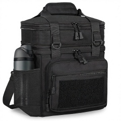 Spoir Tactical Leather Expandable Insulated Lunch Cooler Bag for Men Women Adults-Large Capacity Outdoor Work Use Black 16L