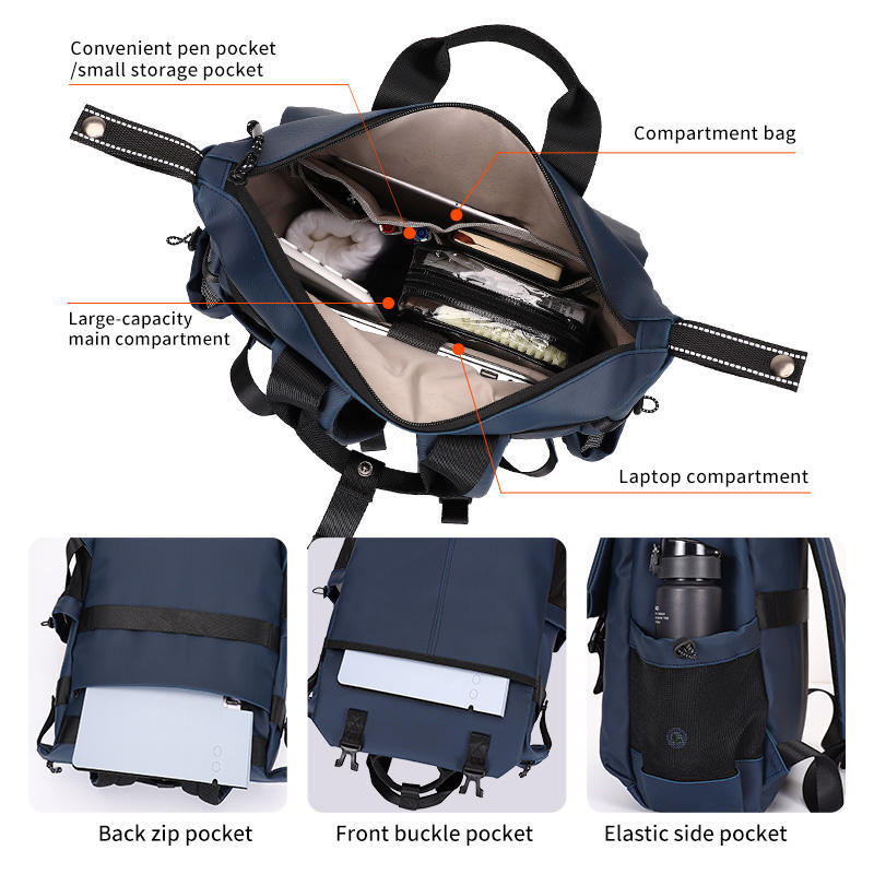 Multi Functional Expandable Laptop Backpack Water Resistant Custom Logo Computer Backpack With Strap Office