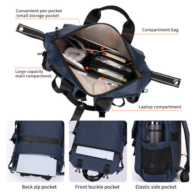 Multi Functional Expandable Laptop Backpack Water Resistant Custom Logo Computer Backpack With Strap Office