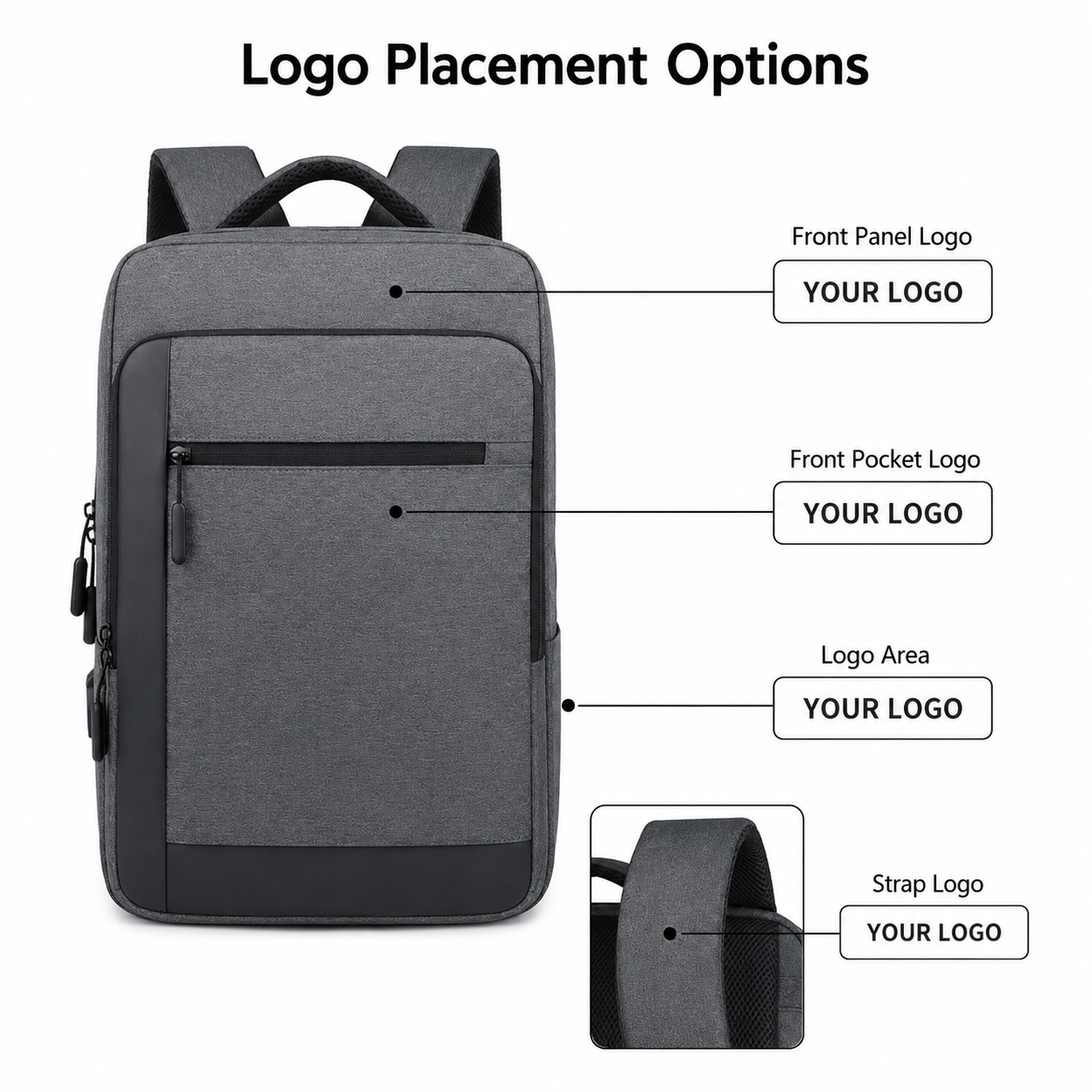 Men's 15.6 Inch Business Laptop Backpack Waterproof Travel Backpack Student Backpack with USB Custom Logo for Office Work