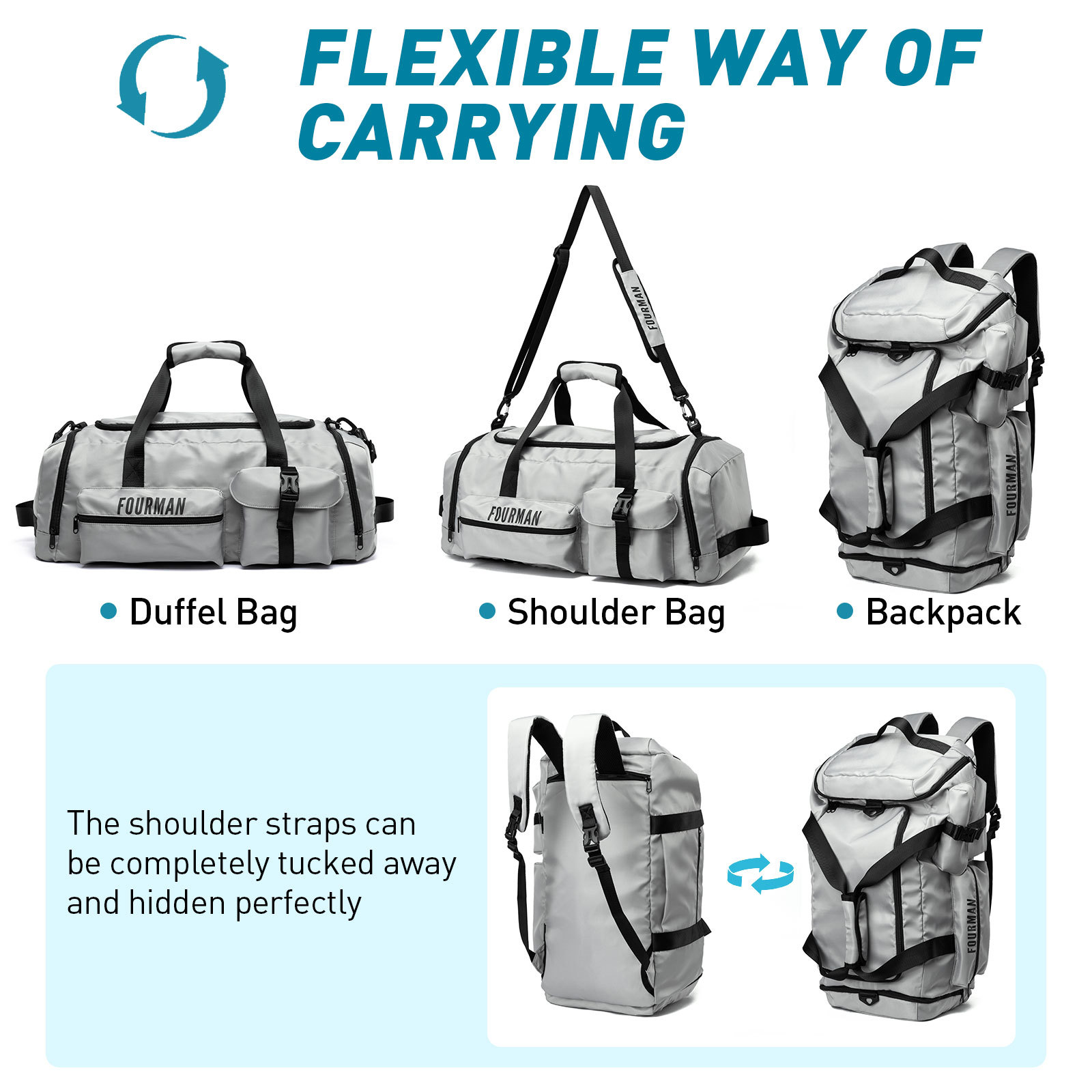 Unisex Fashion Travel Duffle Bag Zipper Custom Logo Nylon Outdoor Sports Travel Backpack for Men Gym Bags