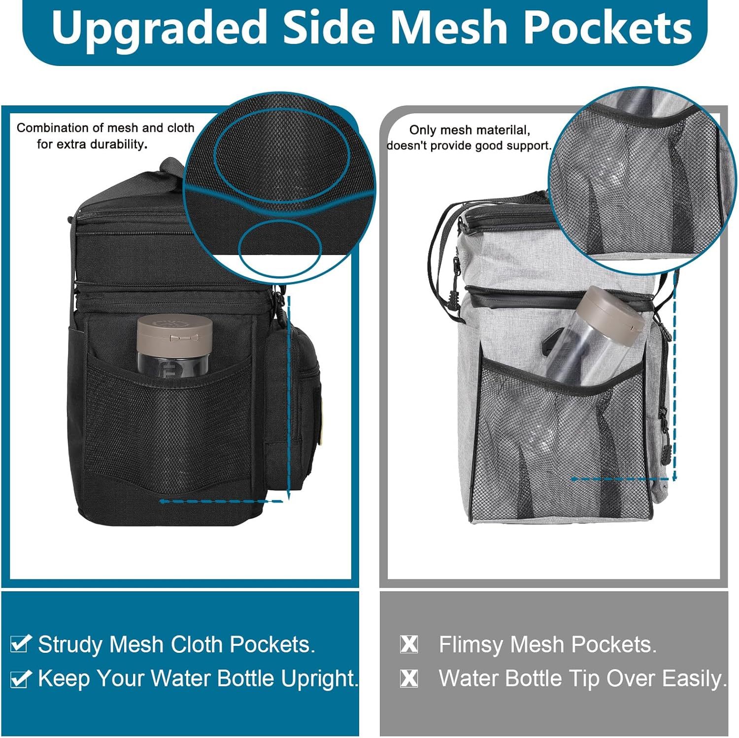 Spoir Tactical Leather Expandable Insulated Lunch Cooler Bag for Men Women Adults-Large Capacity Outdoor Work Use Black 16L