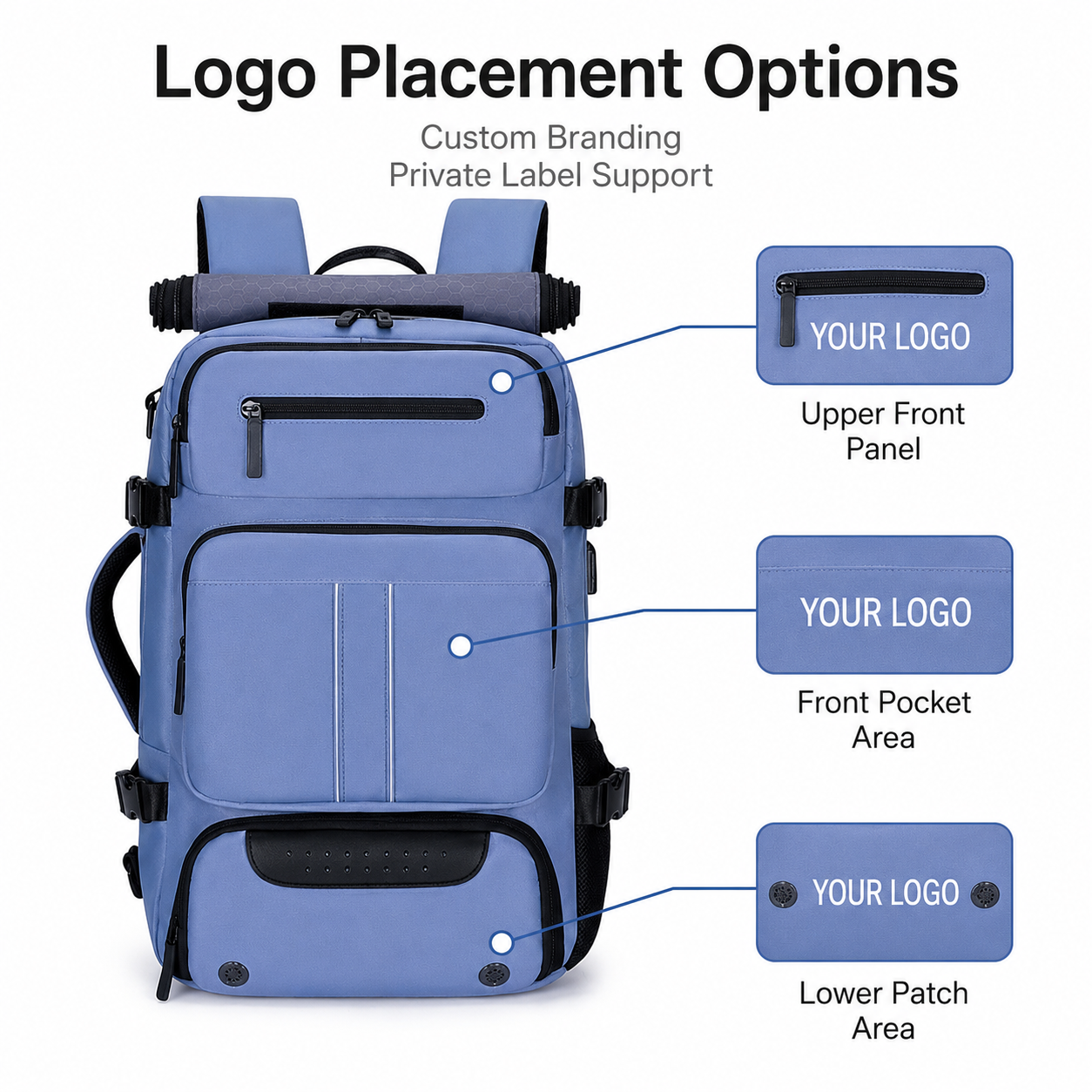 Travel Backpack Outdoor Hiking Daypack Large Capacity Laptop Bag Rucksack with USB Port Men Women