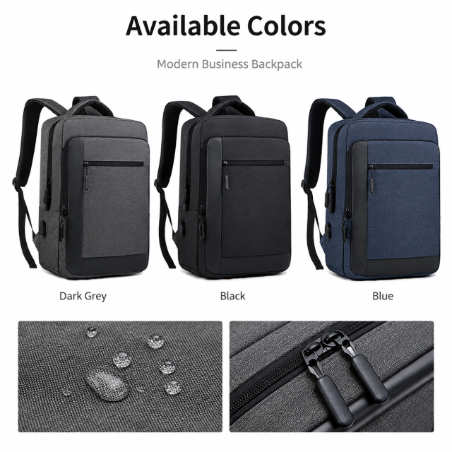Men's 15.6 Inch Business Laptop Backpack Waterproof Travel Backpack Student Backpack with USB Custom Logo for Office Work