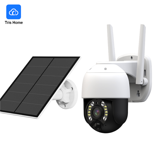 Battery PTZ with solar panel camera