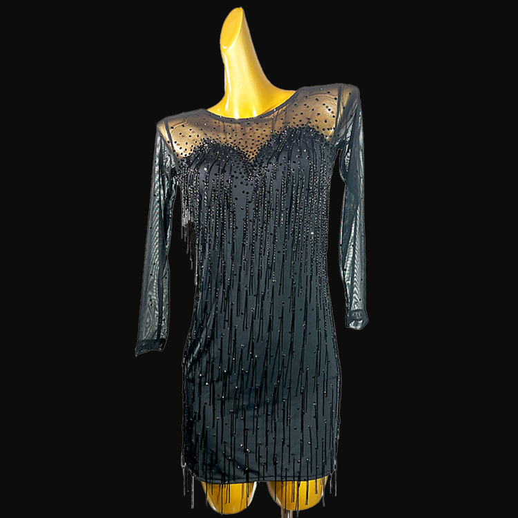 Syl Latin dress with , beaded fringe