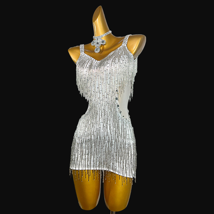 Syl Latin dress with , beaded fringe