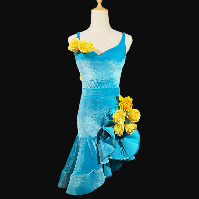 Syl  Latin dress with , flower appliques