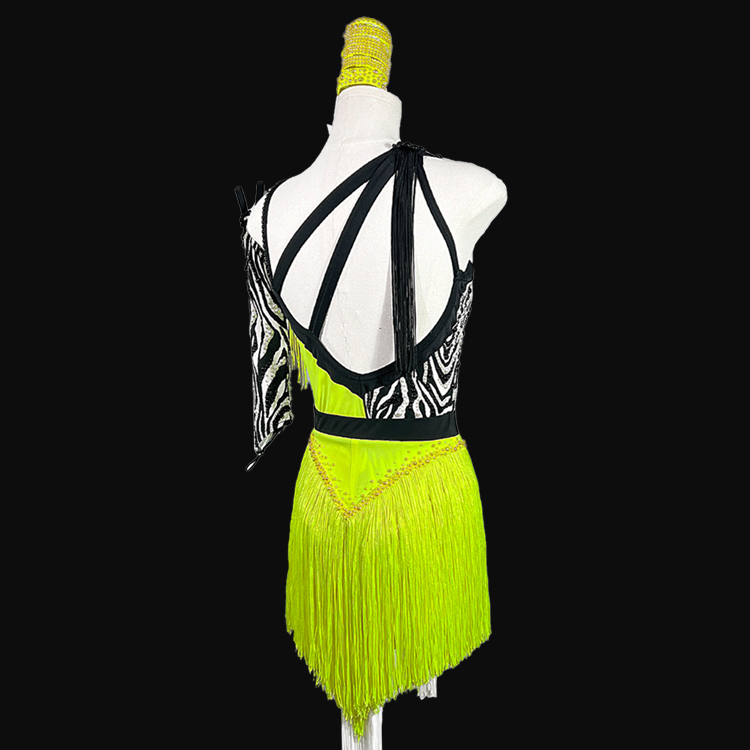 Syl Latin dress with , fringe &  AB rhinestone