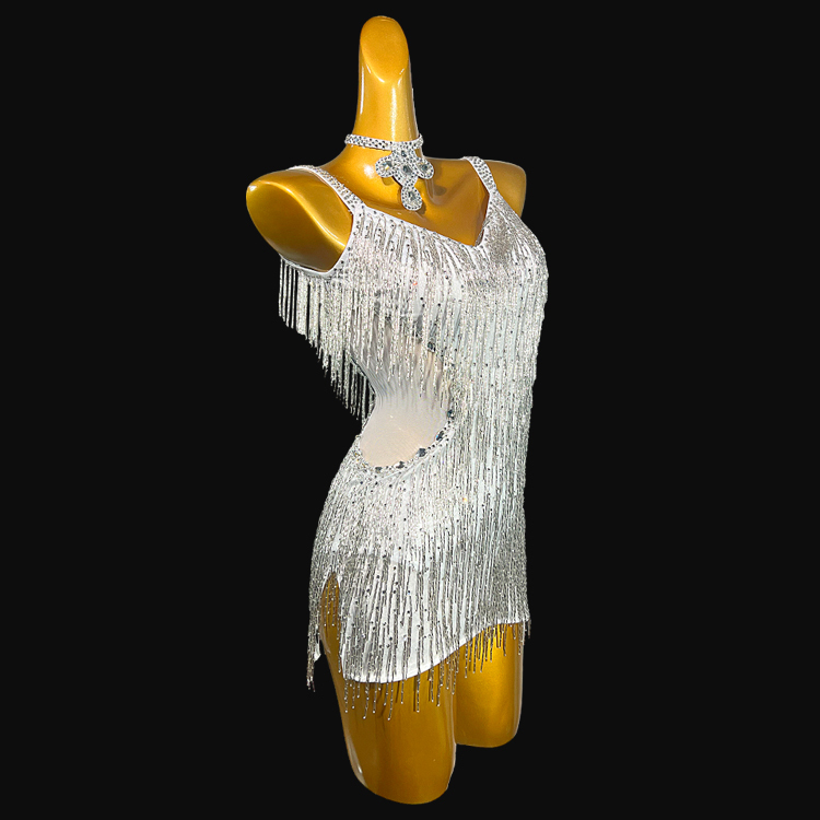 Syl Latin dress with , beaded fringe