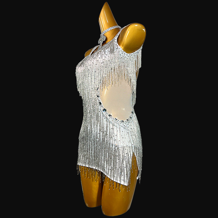 Syl Latin dress with , beaded fringe