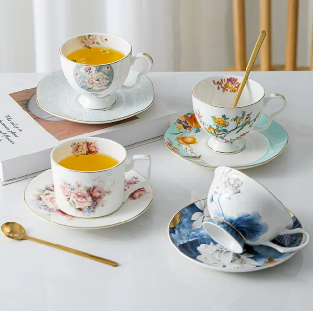Porcelain Coffee Cup and Saucer Set -4