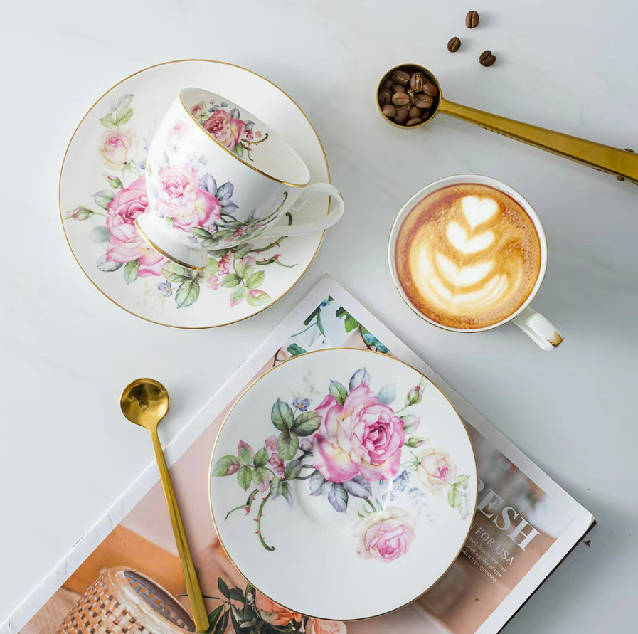 Porcelain Coffee Cup and Saucer Set -4