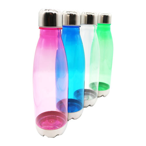 cola shape plastic water bottle with stainless steel lid