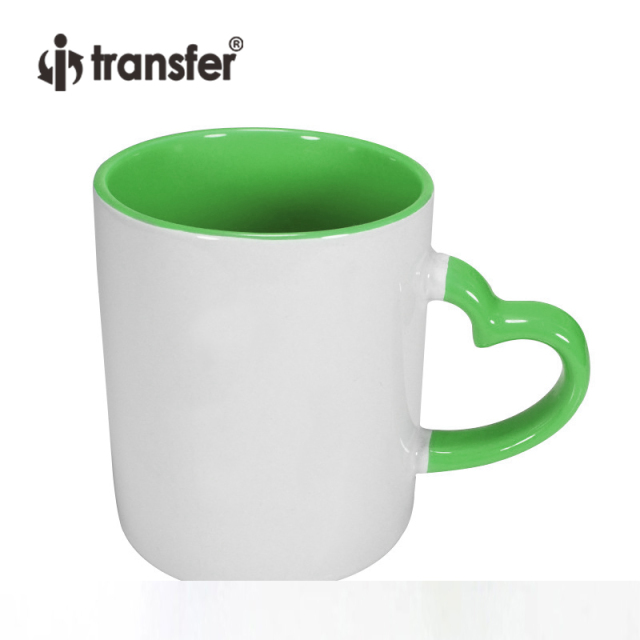 11oz Inner Rim Color Mug With Heart Handle