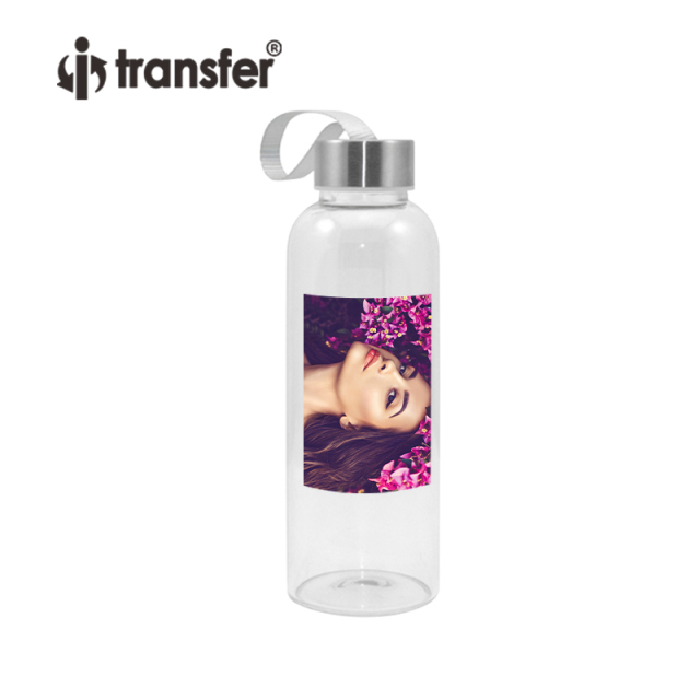 420ml Sublimation Glass Bottle with White Square Patch