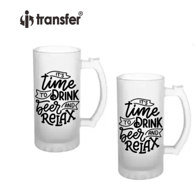 16oz Frosted Sublimation Glass Beer Mug