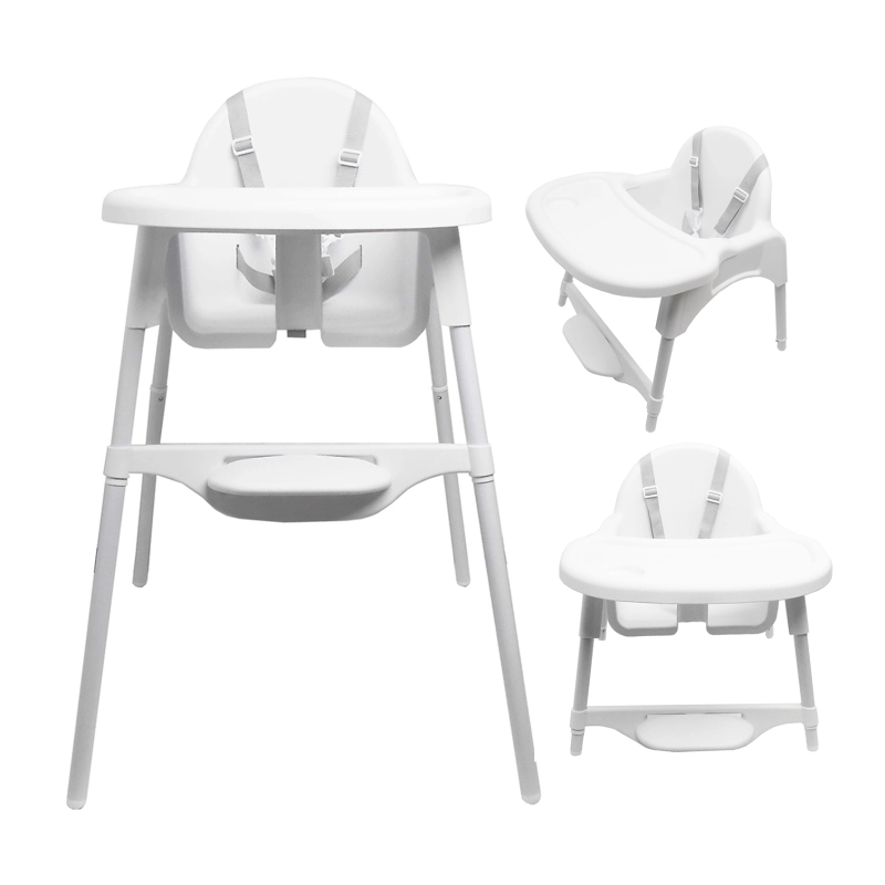 Yalion®High Chair Baby Chair with Tray Height Adjustable Adjustable Foot Pedals Suitable for ages 0-3 children White