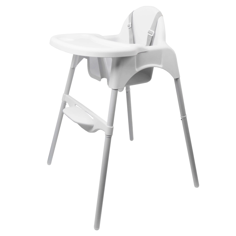 Yalion®High Chair Baby Chair with Tray Height Adjustable Adjustable Foot Pedals Suitable for ages 0-3 children White
