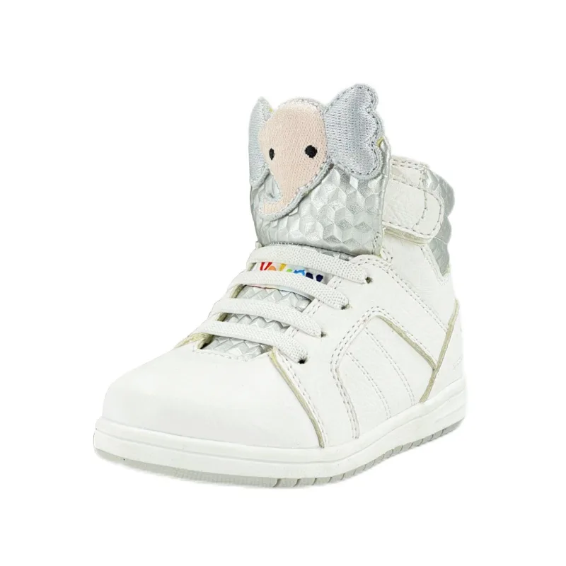 Yalion®Kids Shoes With Lace Up And Velcro Sneakers High Velcr Children's sports shoes are durable and suitable for running Suitable for boys and girls white