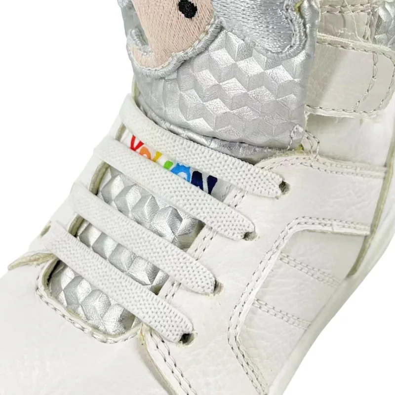 Yalion®Kids Shoes With Lace Up And Velcro Sneakers High Velcr Children's sports shoes are durable and suitable for running Suitable for boys and girls white