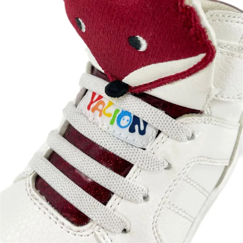 Yalion®Kids Shoes With Lace Up And Velcro Sneakers High Velcr Children'sSports Shoes Durable And Suitable for Running ,Suitable for Boys and Girls ,Black Shoelaces, Red Fox Pattern