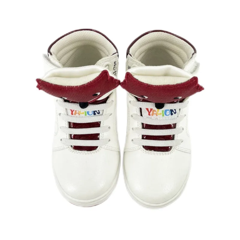 Yalion®Kids Shoes With Lace Up And Velcro Sneakers High Velcr Children'sSports Shoes Durable And Suitable for Running ,Suitable for Boys and Girls ,Black Shoelaces, Red Fox Pattern