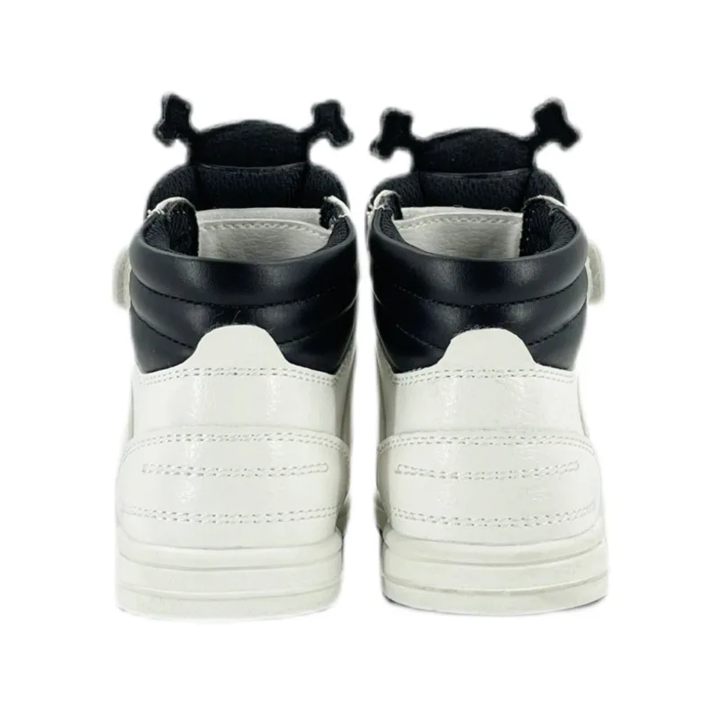 Yalion®Kids Shoes With Lace Up And Velcro Sneakers High Velcr Children's sports shoes are durable and suitable for running Suitable for boys and girls Black shoelaces, skull pattern