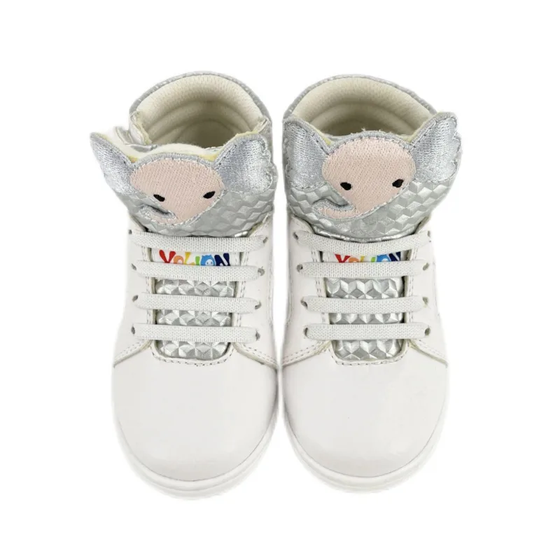 Yalion®Kids Shoes With Lace Up And Velcro Sneakers High Velcr Children's sports shoes are durable and suitable for running Suitable for boys and girls white