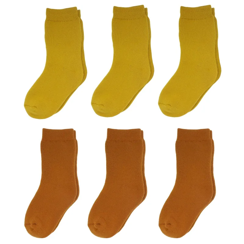 Yalion® Long Socks Soft Children Socks Full Plush (6-Pair) Elastic Indoor Children's Long Socks Warm And Cold Resistant Boys and Girls 6-Pair Set Multiple colors
