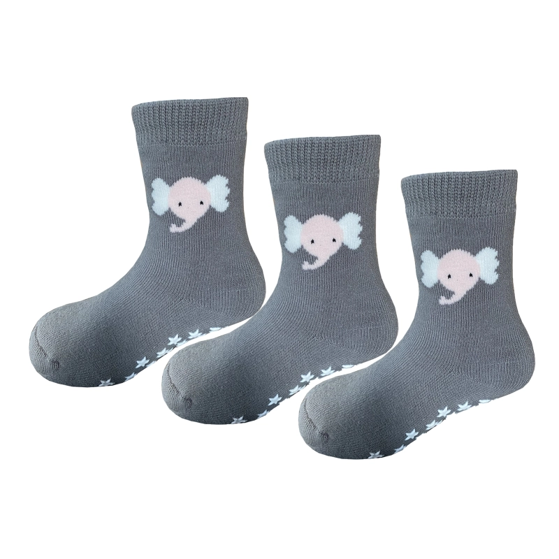 Yalion Long Socks Kids Baby Socks (3 Pair) Anti Slip Socks for Boys Girls (Pouch) Different Cute Patterns