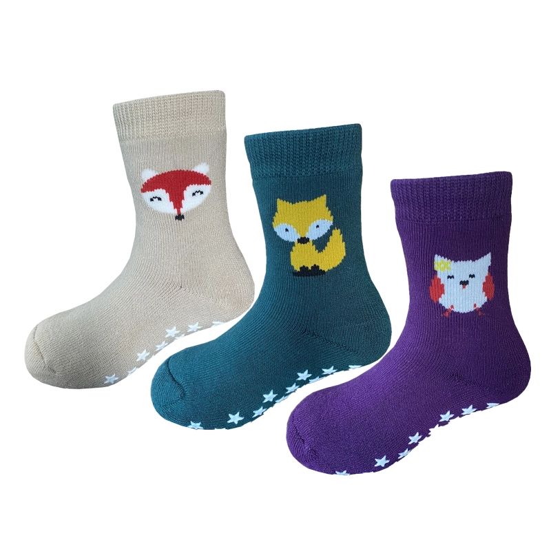 Yalion Long Socks Kids Baby Socks (3 Pair) Anti Slip Socks for Boys Girls (Pouch) Different Cute Patterns