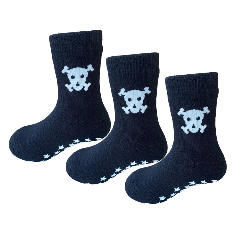 Yalion Long Socks Kids Baby Socks (3 Pair) Anti Slip Socks for Boys Girls (Pouch) Different Cute Patterns
