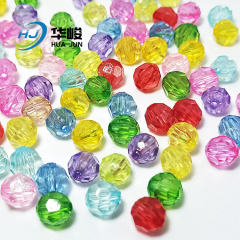 Contas de plástico facetadas transparentes coloridas de 6 mm / 8 mm / 10 mm