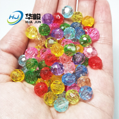 Contas de plástico facetadas transparentes coloridas de 6 mm / 8 mm / 10 mm
