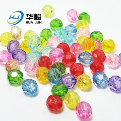 Contas de plástico facetadas transparentes coloridas de 6 mm / 8 mm / 10 mm